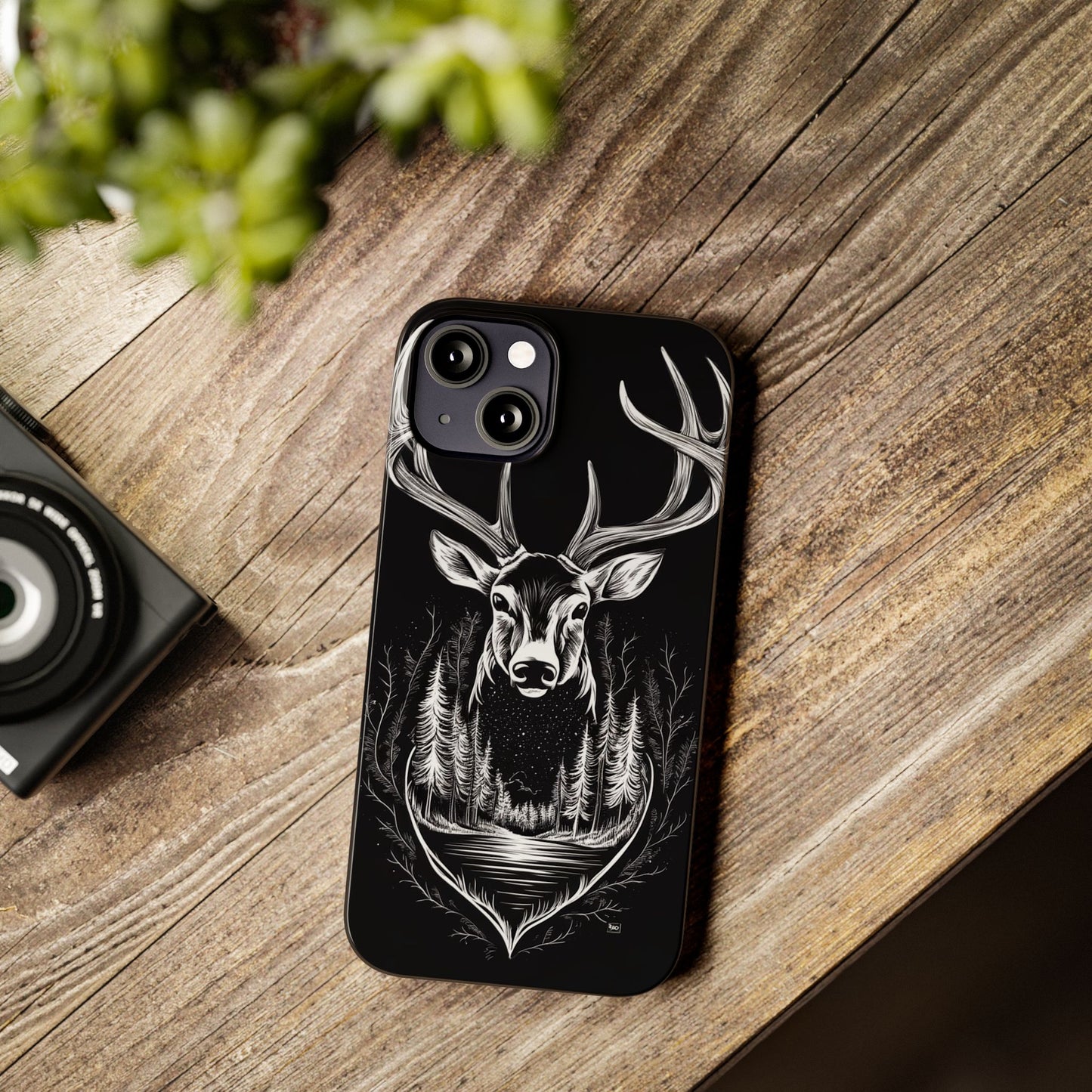 Stylish Slim iPhone Case – AI-Generated Swamp Deer Design, wildlife-themed phone cases for iPhone, wildlife enthusiast phone cases for iPhone