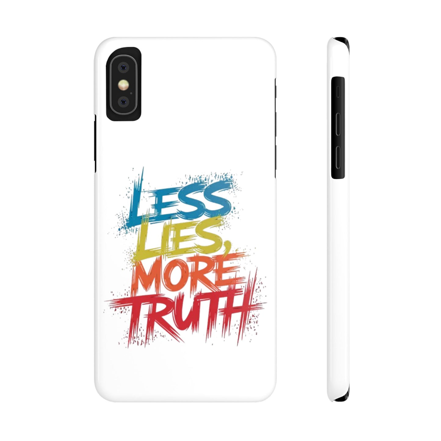 Slim Phone case Less Lies More Truth Typography Phone Case Design, Motivational Typography Phone Slim Cases Design, Slim Phone Case Typography Design