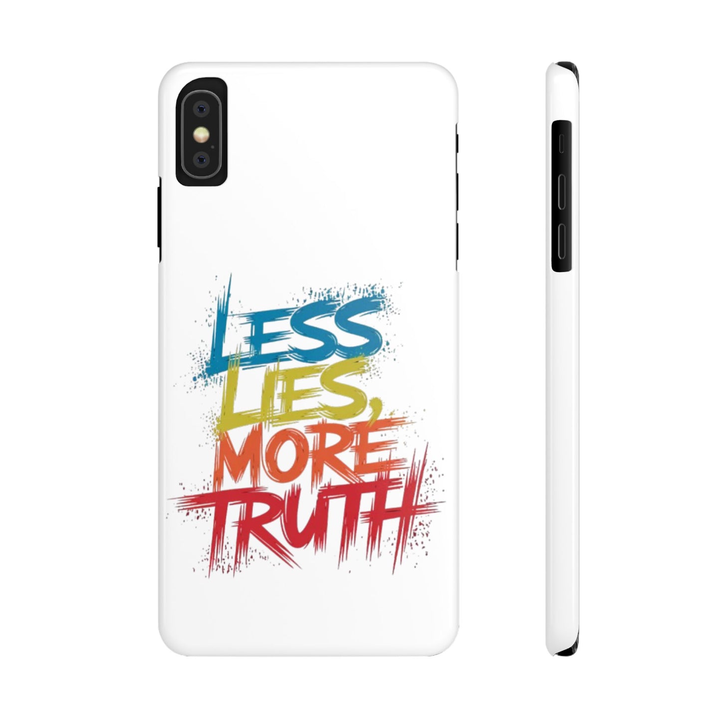 Slim Phone case Less Lies More Truth Typography Phone Case Design, Motivational Typography Phone Slim Cases Design, Slim Phone Case Typography Design