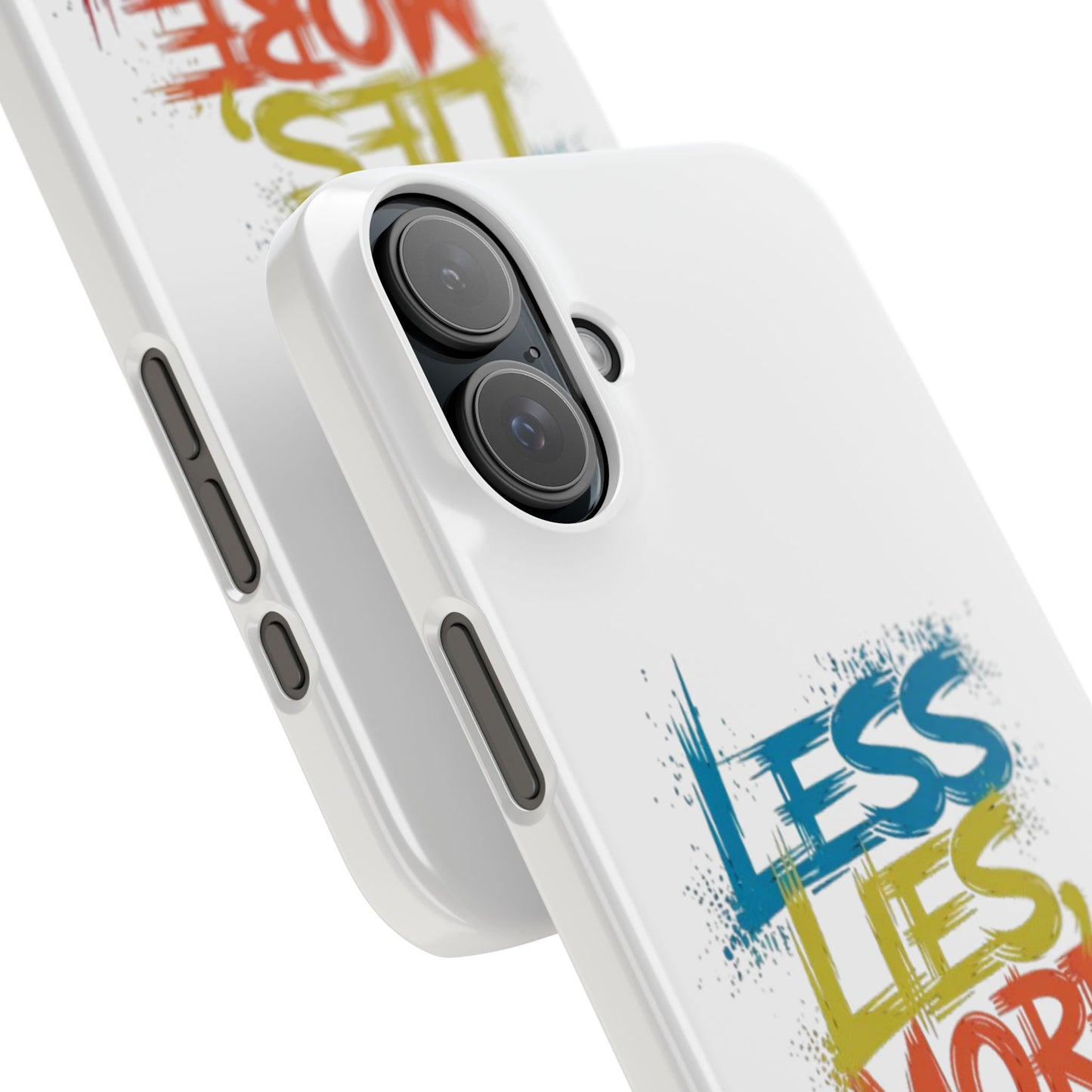 Slim Phone case Less Lies More Truth Typography Phone Case Design, Motivational Typography Phone Slim Cases Design, Slim Phone Case Typography Design