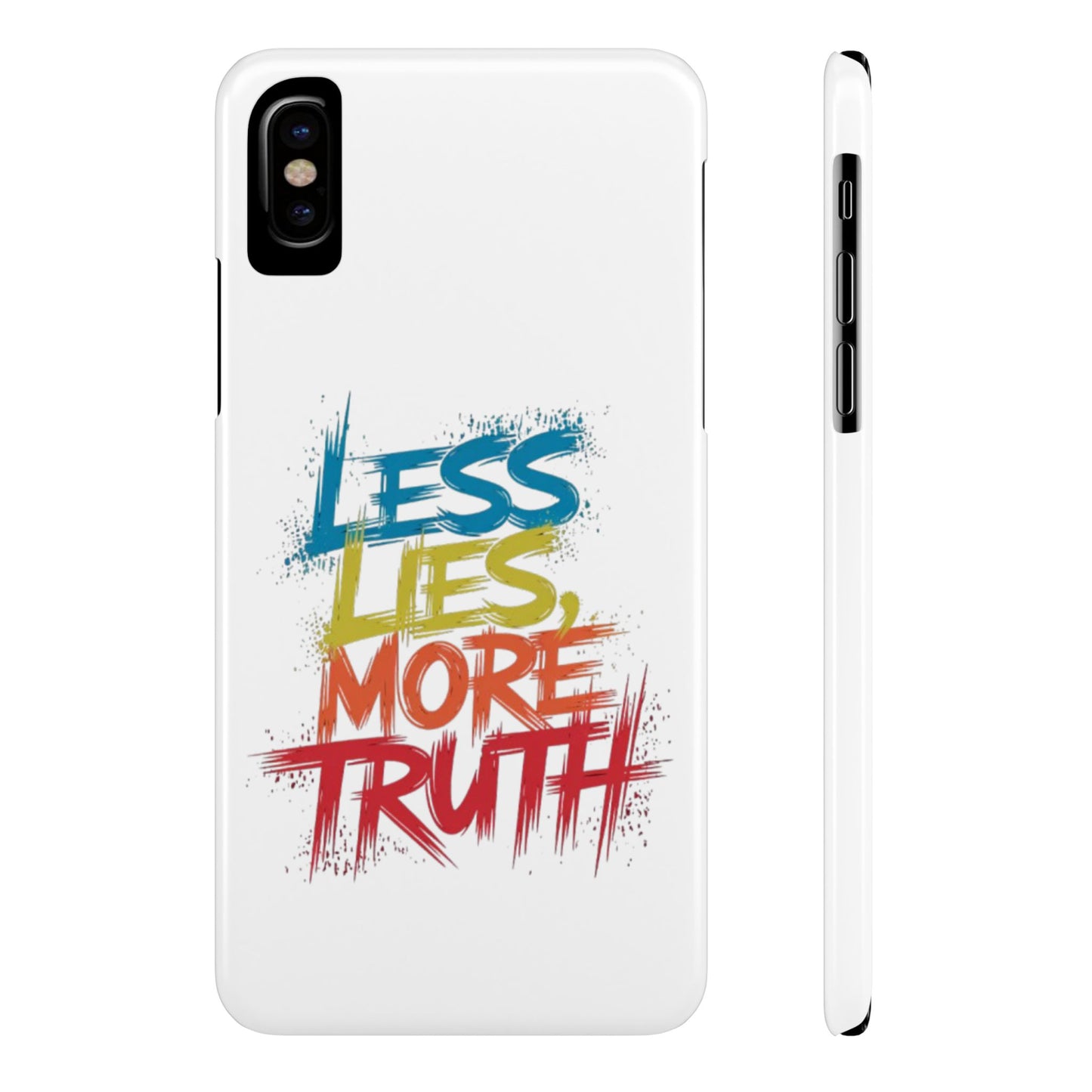 Slim Phone case Less Lies More Truth Typography Phone Case Design, Motivational Typography Phone Slim Cases Design, Slim Phone Case Typography Design