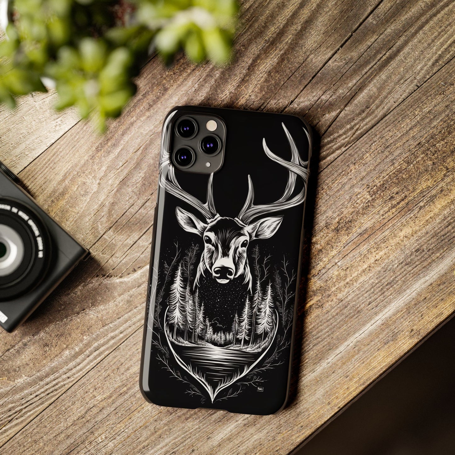Stylish Slim iPhone Case – AI-Generated Swamp Deer Design, wildlife-themed phone cases for iPhone, wildlife enthusiast phone cases for iPhone
