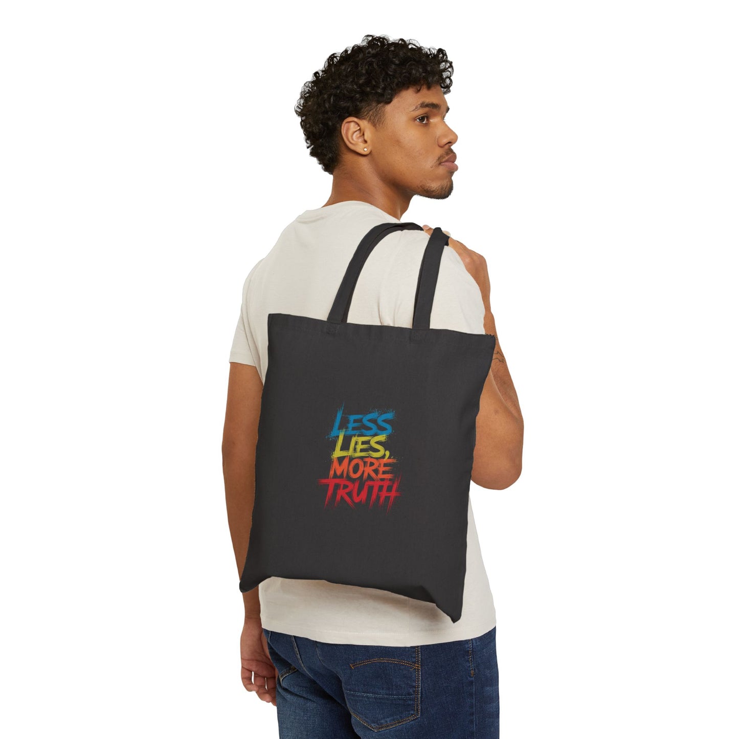 Motivational Typography Tote Bag, Cotton Canvas Tote Bag Less Lies More Truth Typography Tote Bag Design, Motivational Typography Tote Bag Design, Inspirational Tote Bag Typography Design