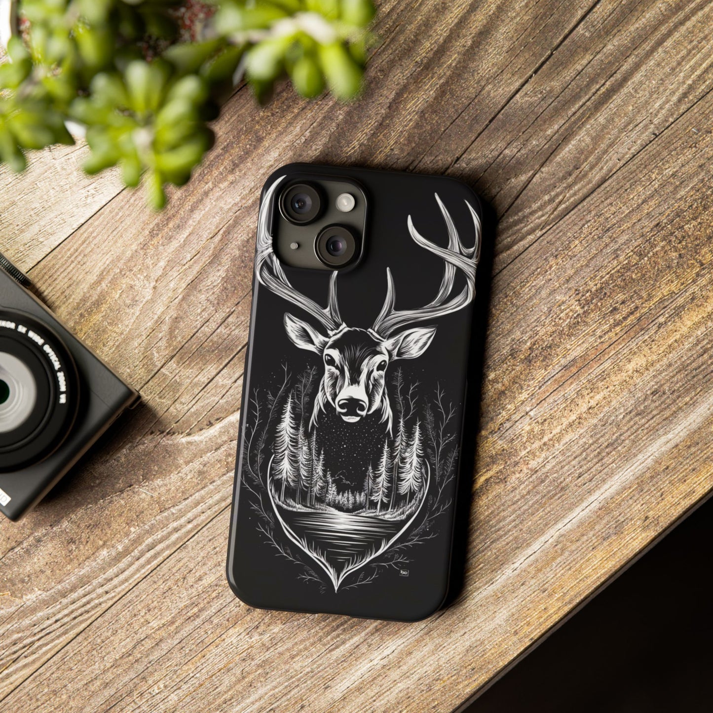 Stylish Slim iPhone Case – AI-Generated Swamp Deer Design, wildlife-themed phone cases for iPhone, wildlife enthusiast phone cases for iPhone