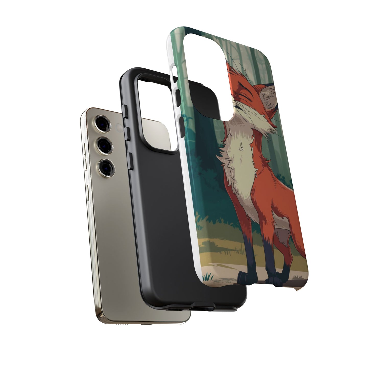 Fox Anime Tough Case – Premium Protection & Stunning Design for iPhone & Samsung, artistic anime fox print design case