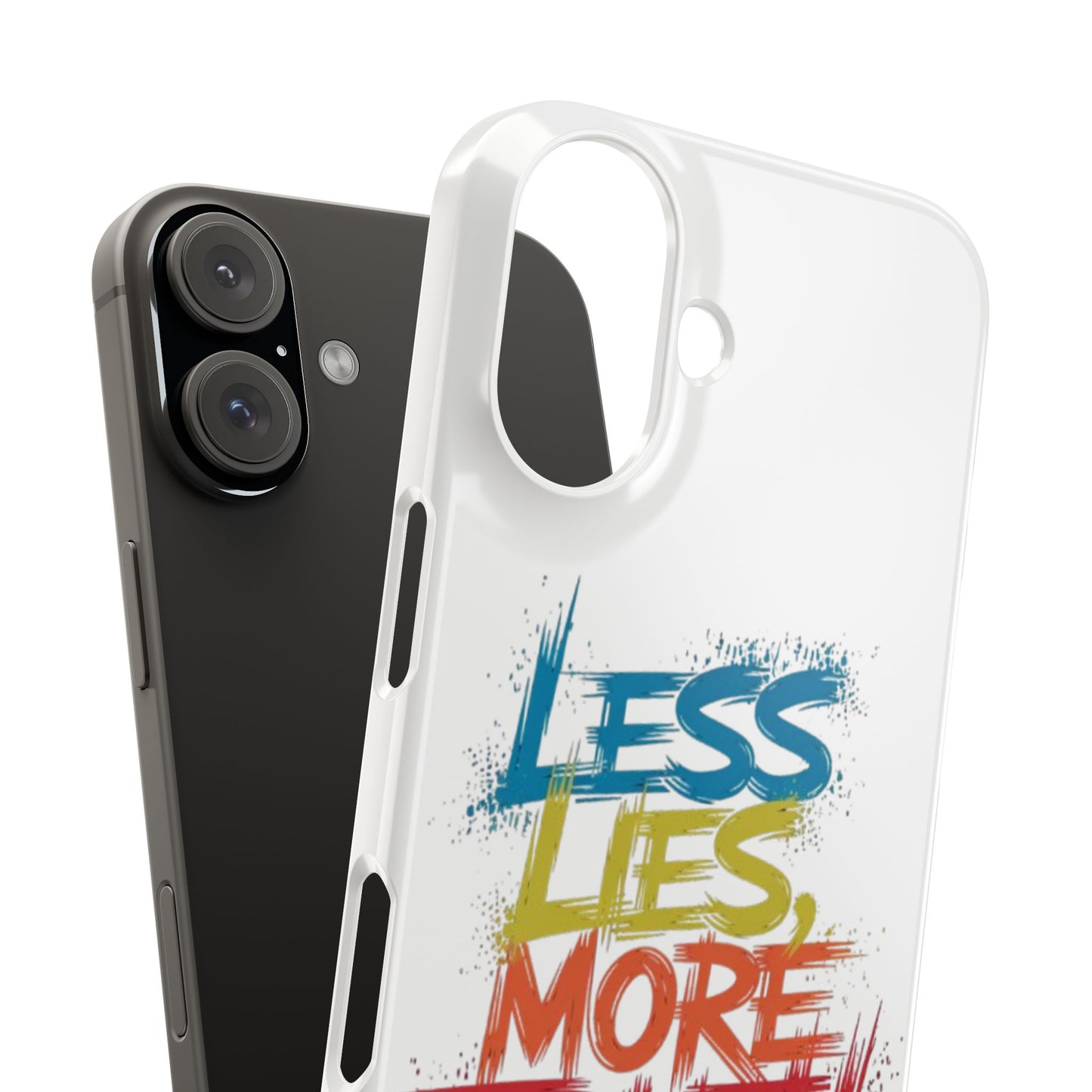 Slim Phone case Less Lies More Truth Typography Phone Case Design, Motivational Typography Phone Slim Cases Design, Slim Phone Case Typography Design