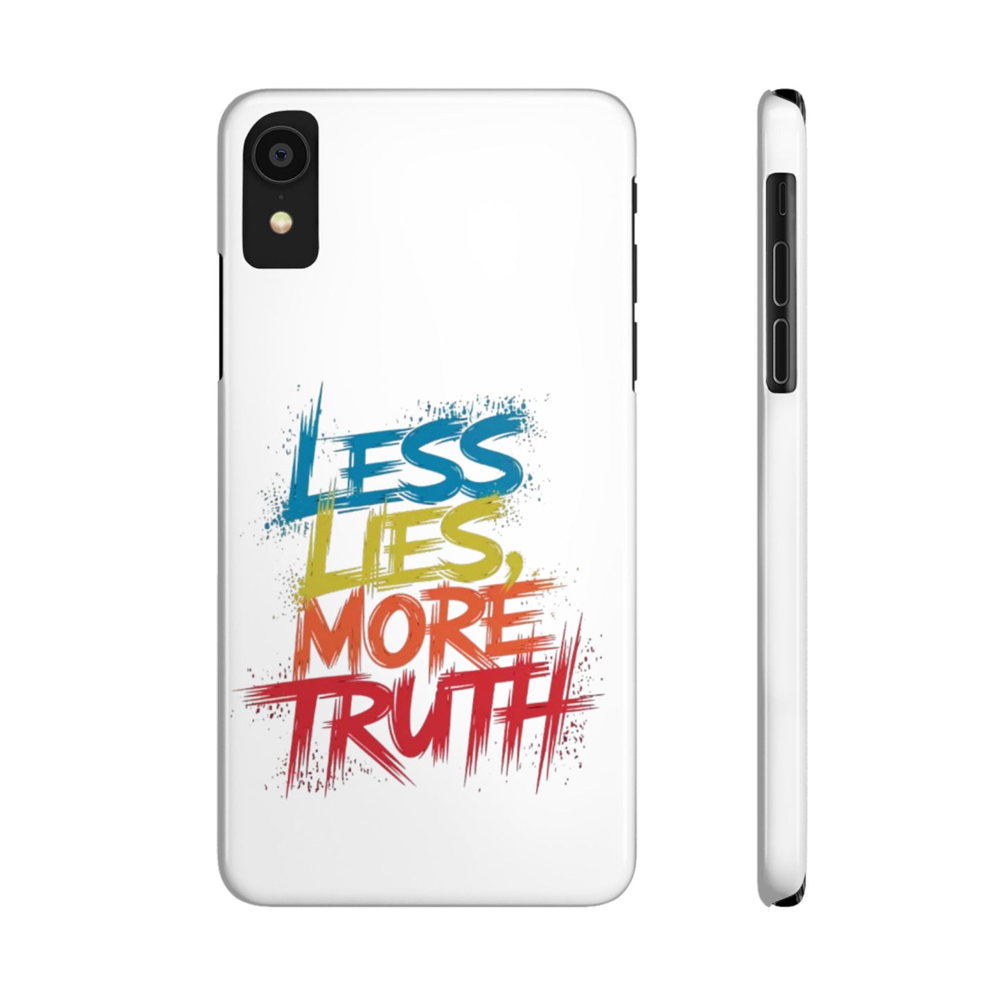 Slim Phone case Less Lies More Truth Typography Phone Case Design, Motivational Typography Phone Slim Cases Design, Slim Phone Case Typography Design