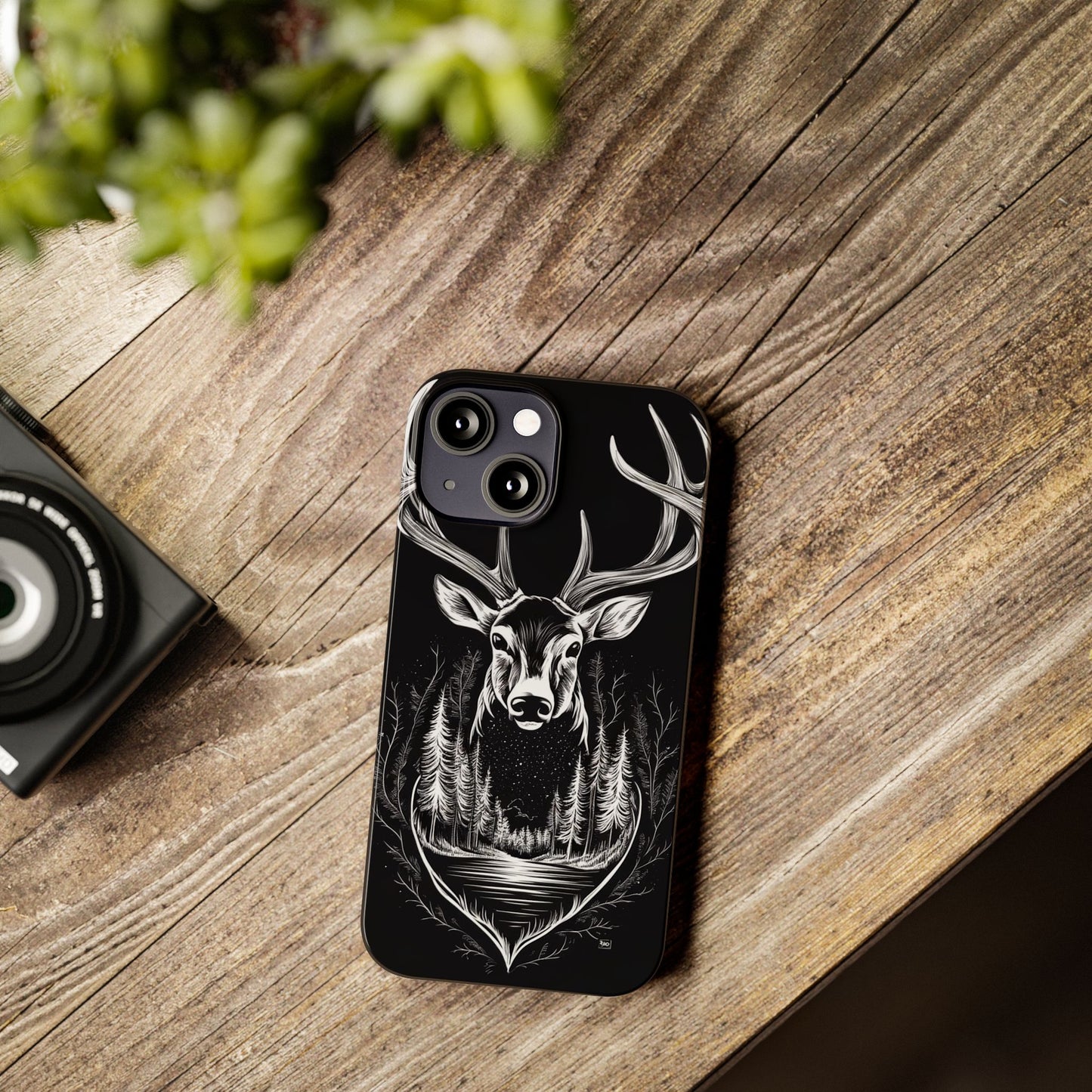 Stylish Slim iPhone Case – AI-Generated Swamp Deer Design, wildlife-themed phone cases for iPhone, wildlife enthusiast phone cases for iPhone
