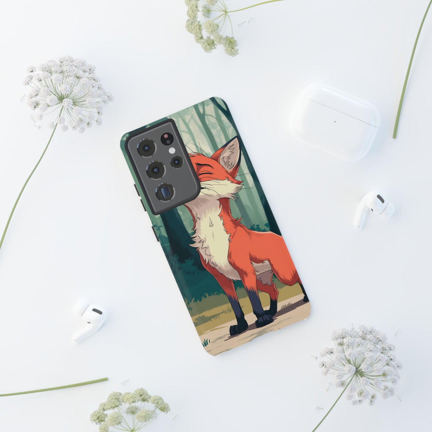 Fox Anime Tough Case – Premium Protection & Stunning Design for iPhone & Samsung, artistic anime fox print design case