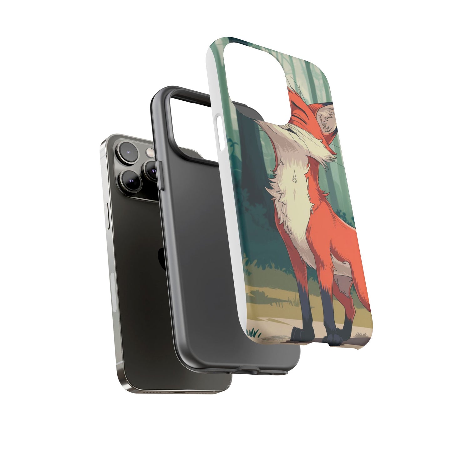 Fox Anime Tough Case – Premium Protection & Stunning Design for iPhone & Samsung, artistic anime fox print design case