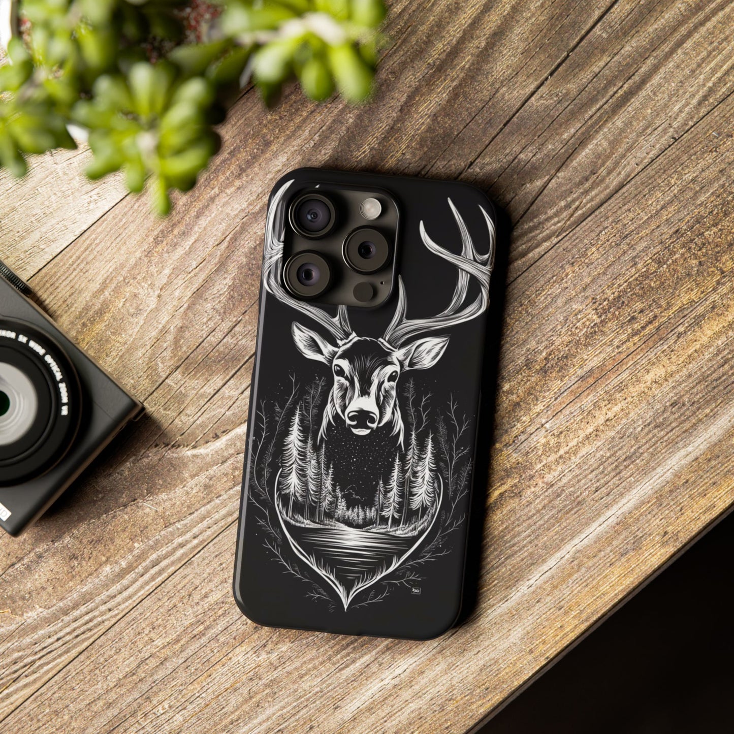Stylish Slim iPhone Case – AI-Generated Swamp Deer Design, wildlife-themed phone cases for iPhone, wildlife enthusiast phone cases for iPhone