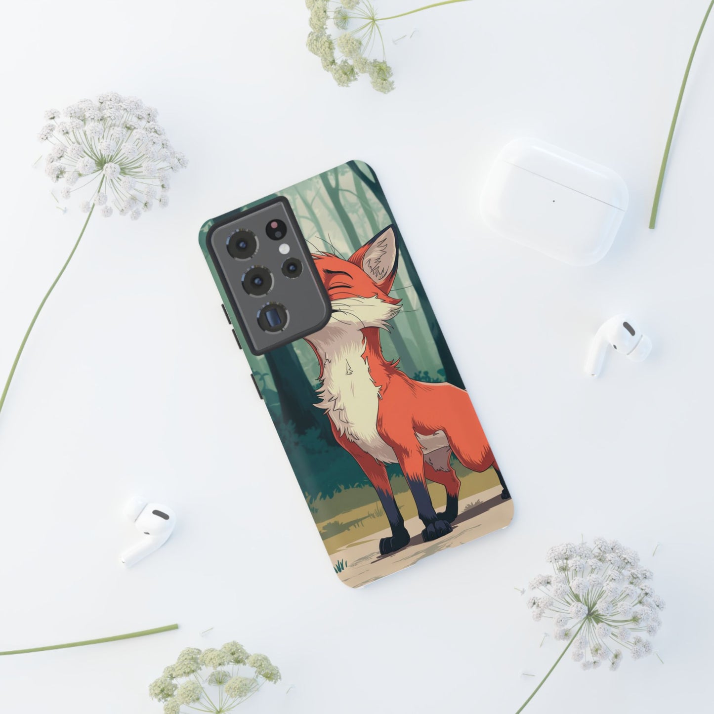 Fox Anime Tough Case – Premium Protection & Stunning Design for iPhone & Samsung, artistic anime fox print design case