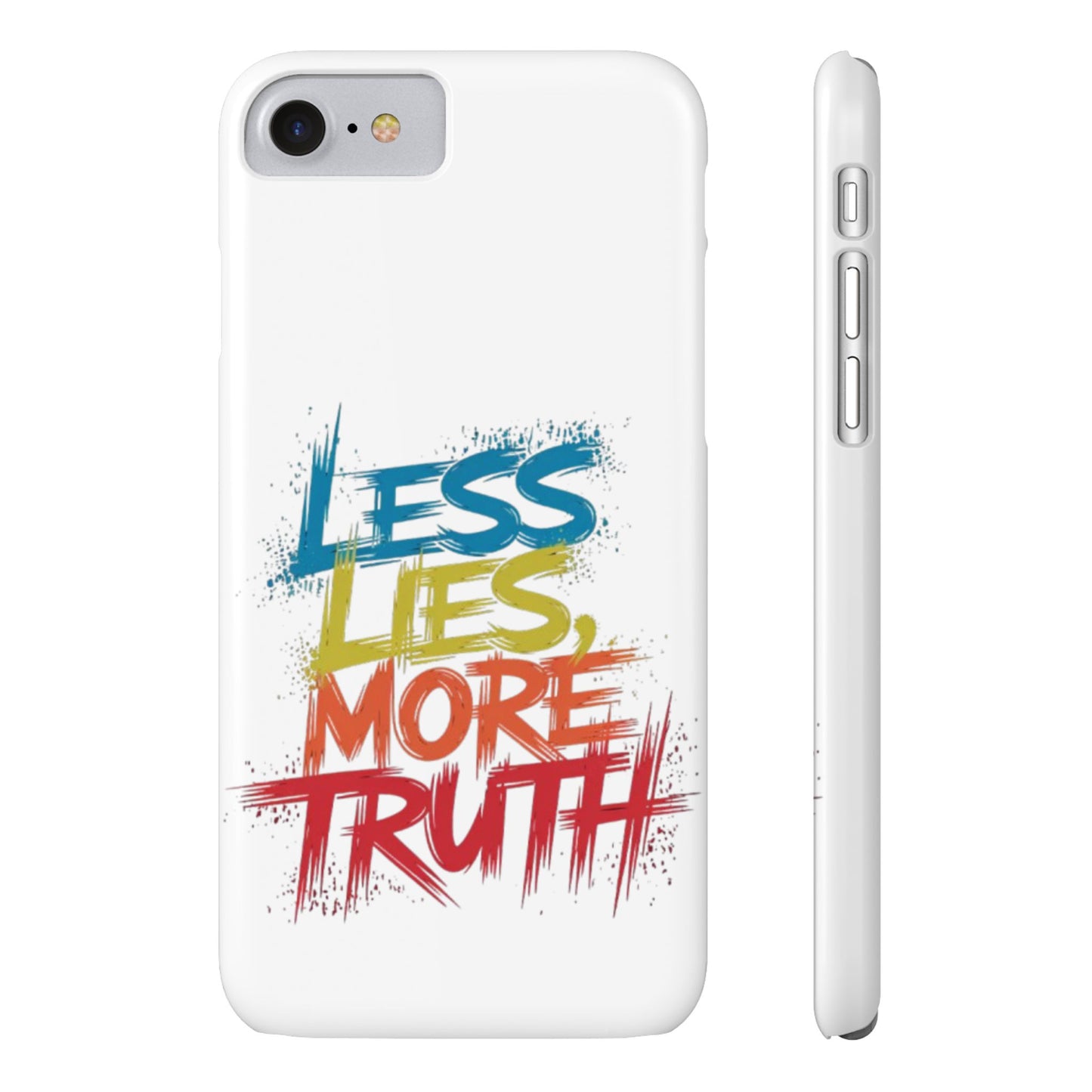 Slim Phone case Less Lies More Truth Typography Phone Case Design, Motivational Typography Phone Slim Cases Design, Slim Phone Case Typography Design
