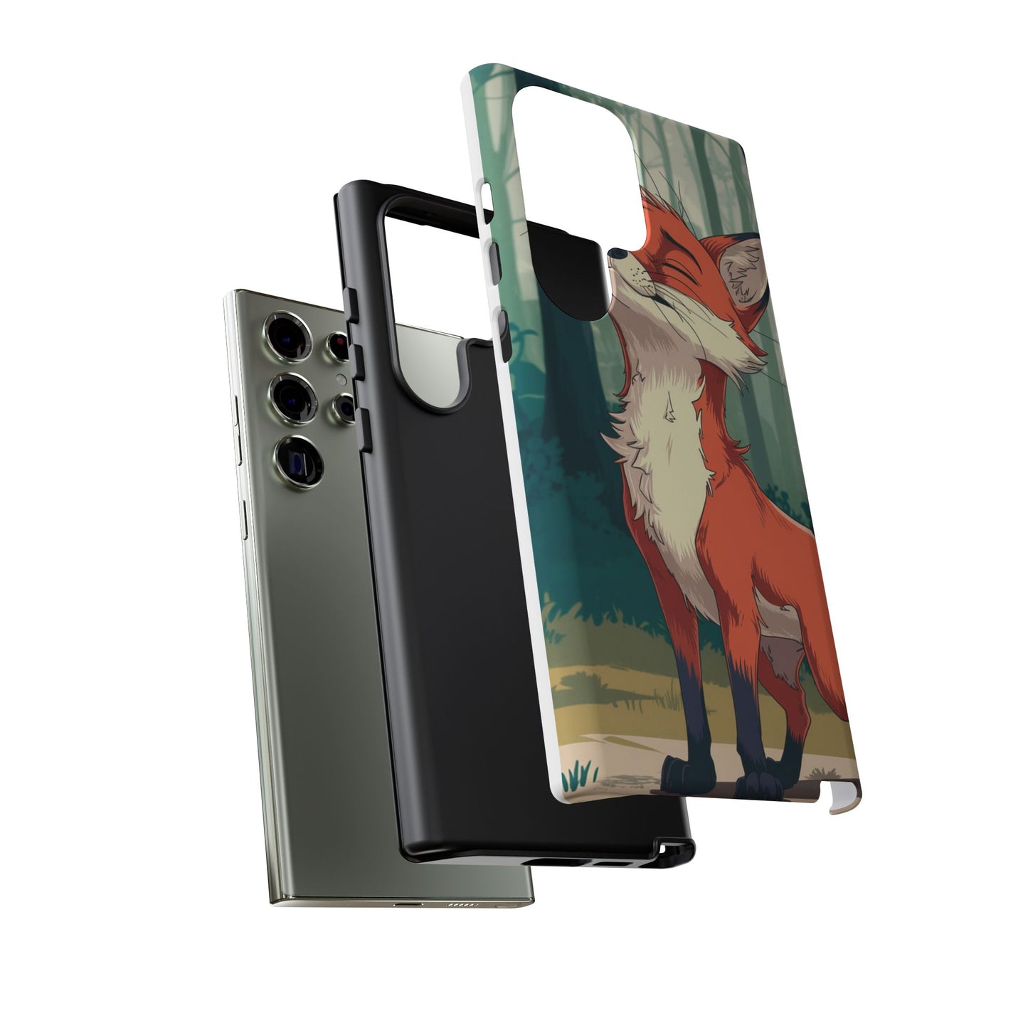 Fox Anime Tough Case – Premium Protection & Stunning Design for iPhone & Samsung, artistic anime fox print design case