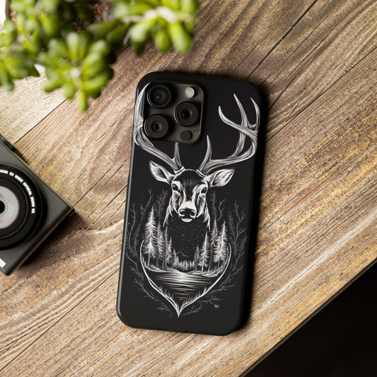 Stylish Slim iPhone Case – AI-Generated Swamp Deer Design, wildlife-themed phone cases for iPhone, wildlife enthusiast phone cases for iPhone