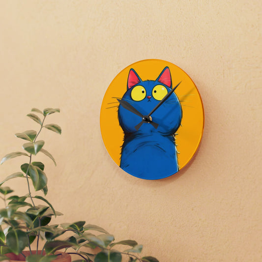 Stylish Acrylic Wall Clock with AI Persian Cat Design – A Unique Décor Piece for Homes and Offices