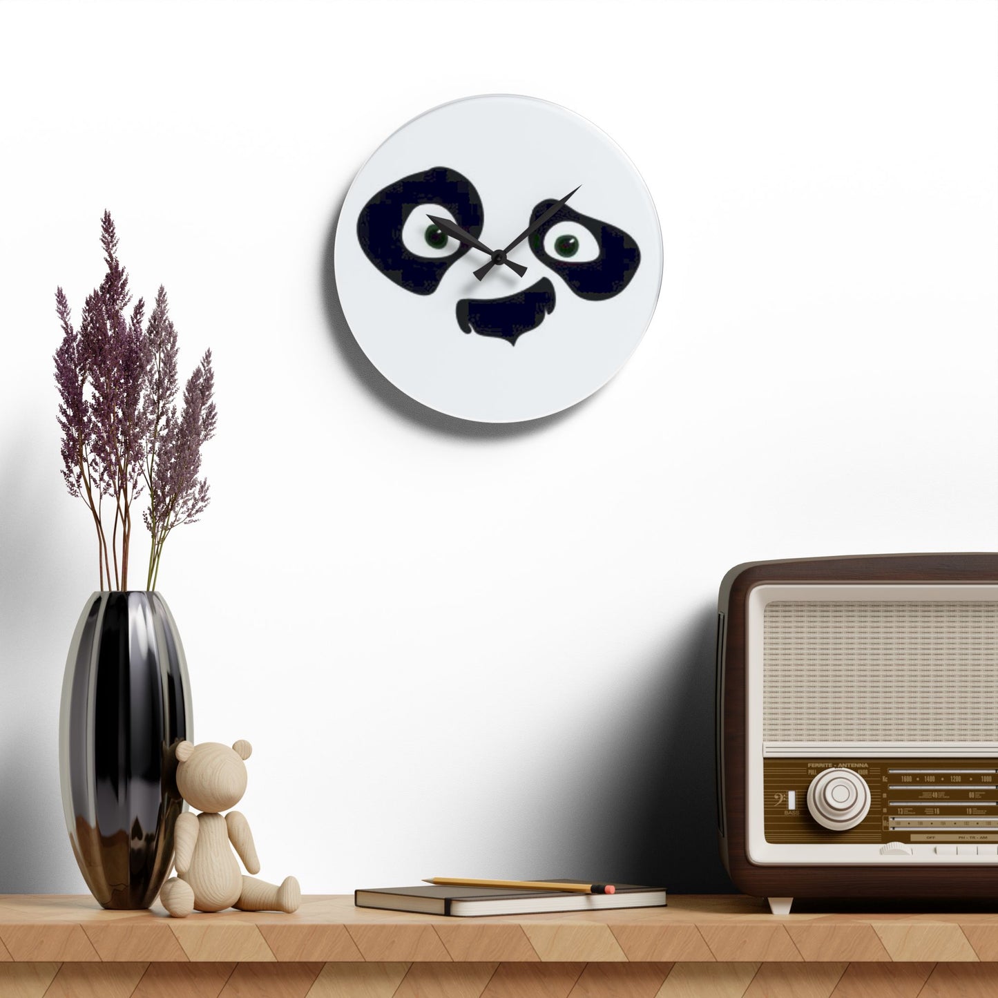 Adorable Acrylic Wall Clock with AI Panda Face Design – A Charming Addition for Home & Office Décor, AI Panda Face Design Wall Clock, Best Gift For Home Decor