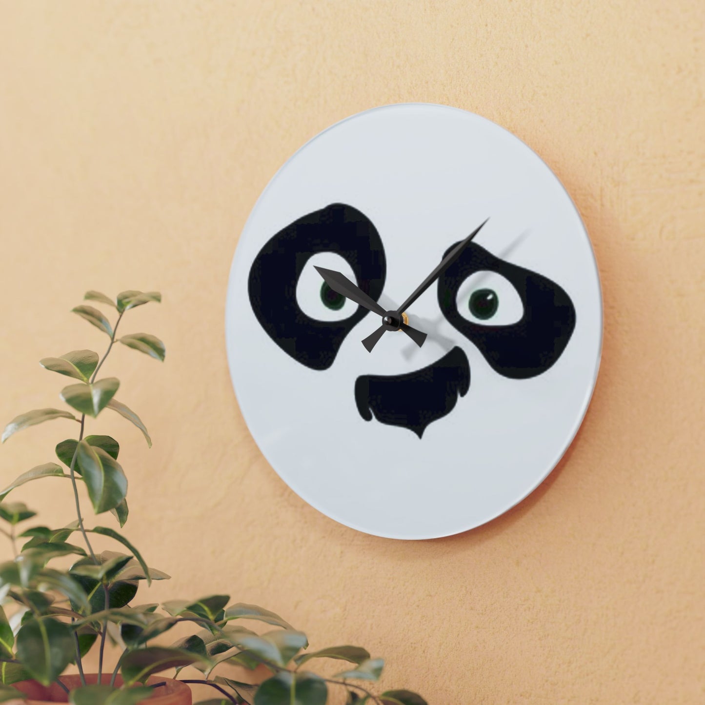 Adorable Acrylic Wall Clock with AI Panda Face Design – A Charming Addition for Home & Office Décor, AI Panda Face Design Wall Clock, Best Gift For Home Decor