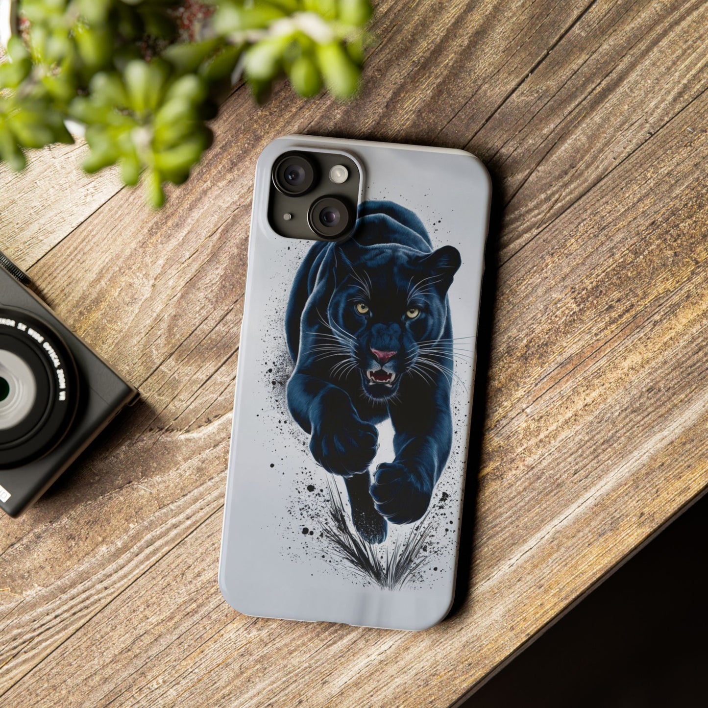 Slim Phone Cases Ai Design, Slim Phone Case for iPhone® – AI Black Panther Design: Sleek Style Meets Everyday Protection, Scratch-Resistant Slim Cases for iPhone