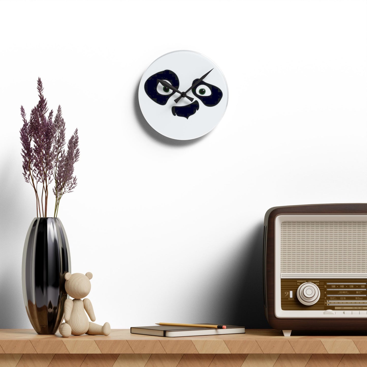 Adorable Acrylic Wall Clock with AI Panda Face Design – A Charming Addition for Home & Office Décor, AI Panda Face Design Wall Clock, Best Gift For Home Decor