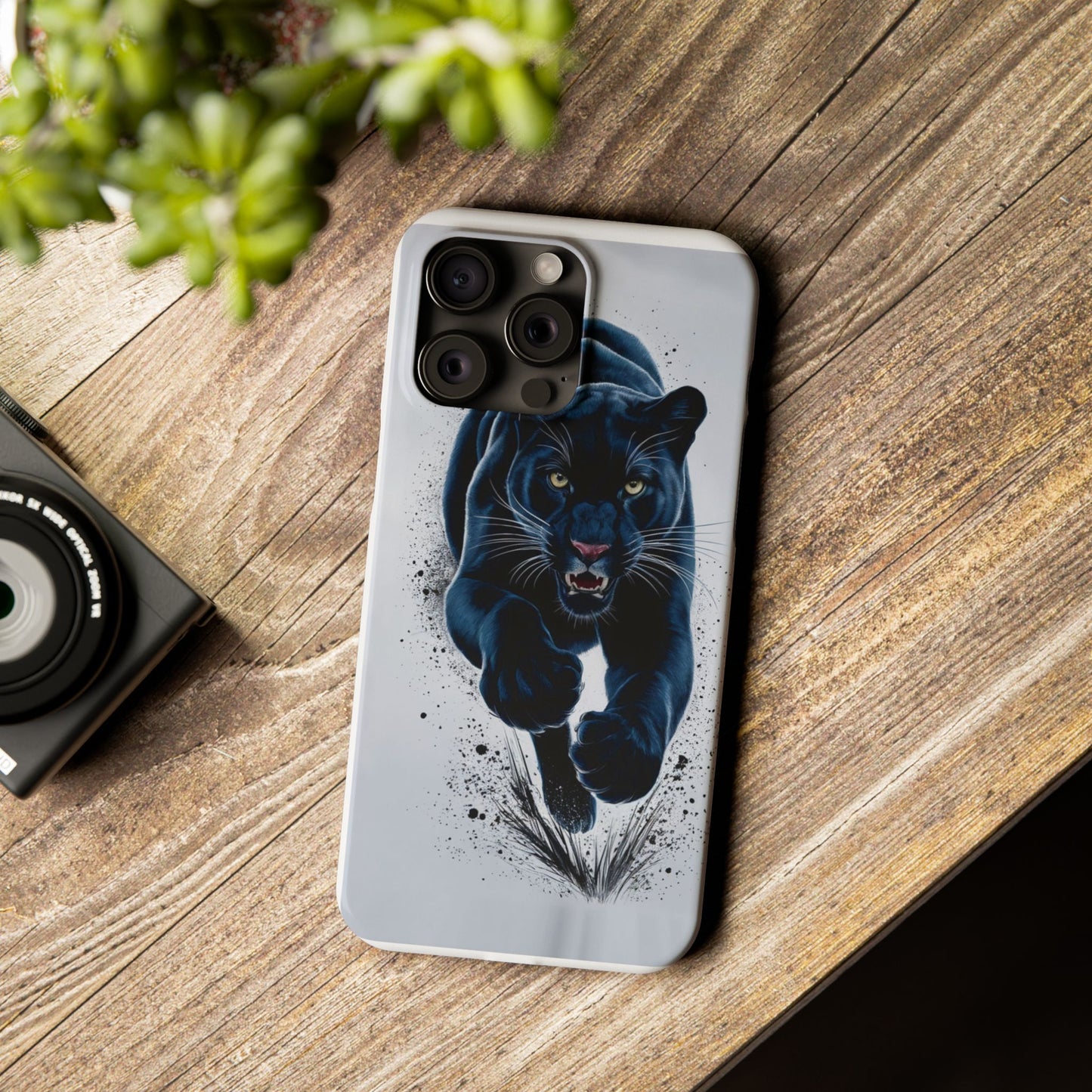 Slim Phone Cases Ai Design, Slim Phone Case for iPhone® – AI Black Panther Design: Sleek Style Meets Everyday Protection, Scratch-Resistant Slim Cases for iPhone