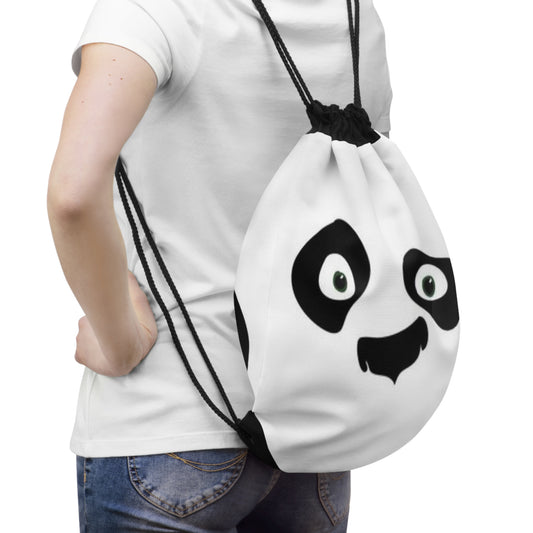 Panda Face Drawstring Bag – Lightweight, Durable, and Perfect for School, Gym, or Travel, Custom Printed Drawstring Bag Design
