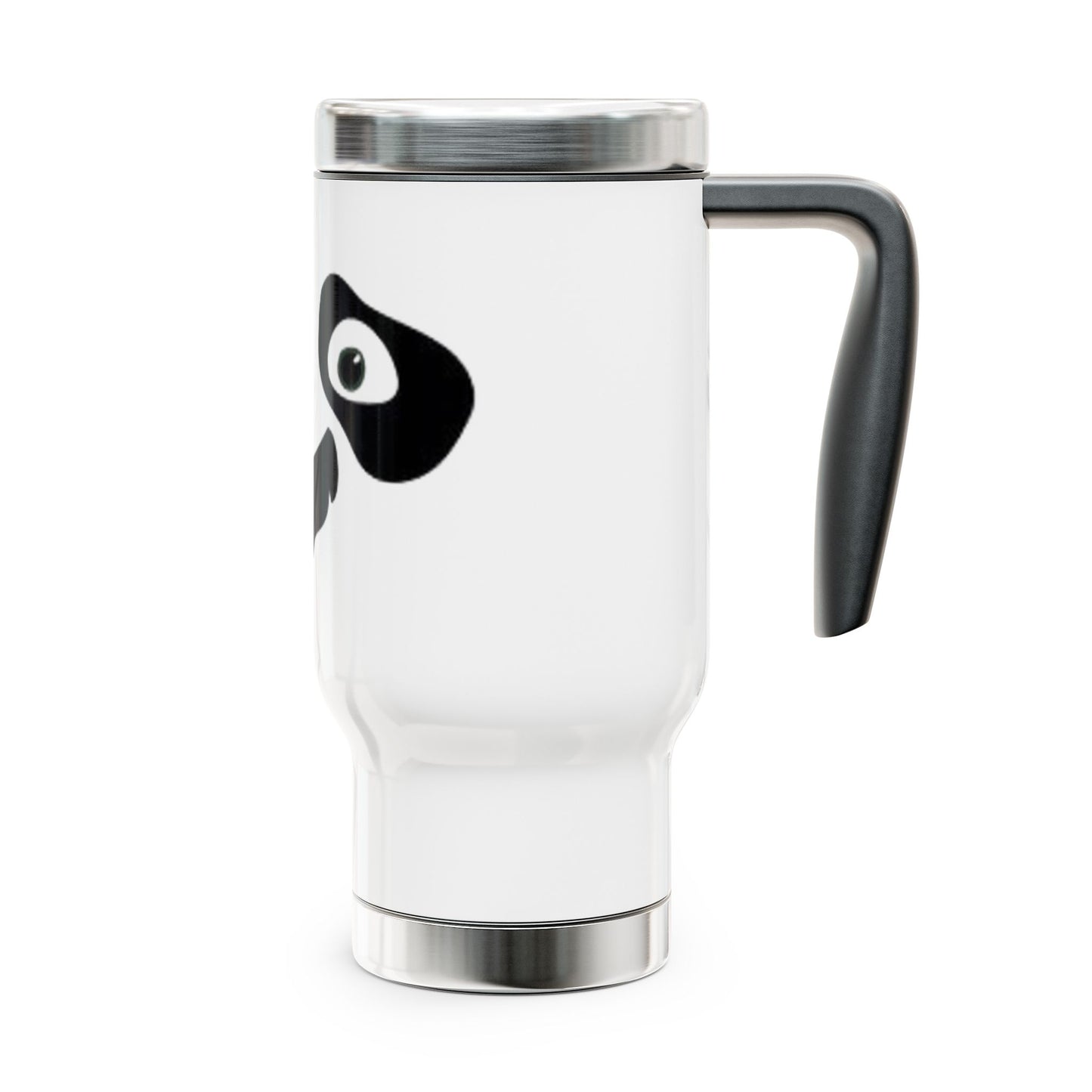 Stainless Steel Travel Mug with Handle – AI-Designed Panda Face for Coffee Lovers at Home or On-the-Go, AI-designed Panda Face graphic Steel Travel Mug with Handle