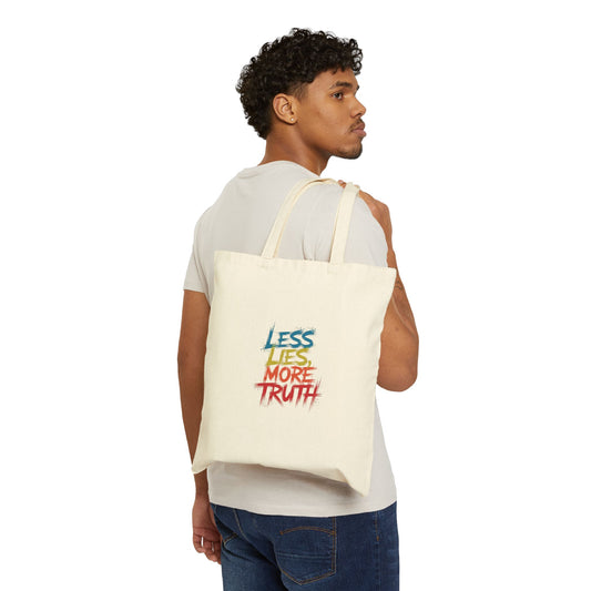 Motivational Typography Tote Bag, Cotton Canvas Tote Bag Less Lies More Truth Typography Tote Bag Design, Motivational Typography Tote Bag Design, Inspirational Tote Bag Typography Design