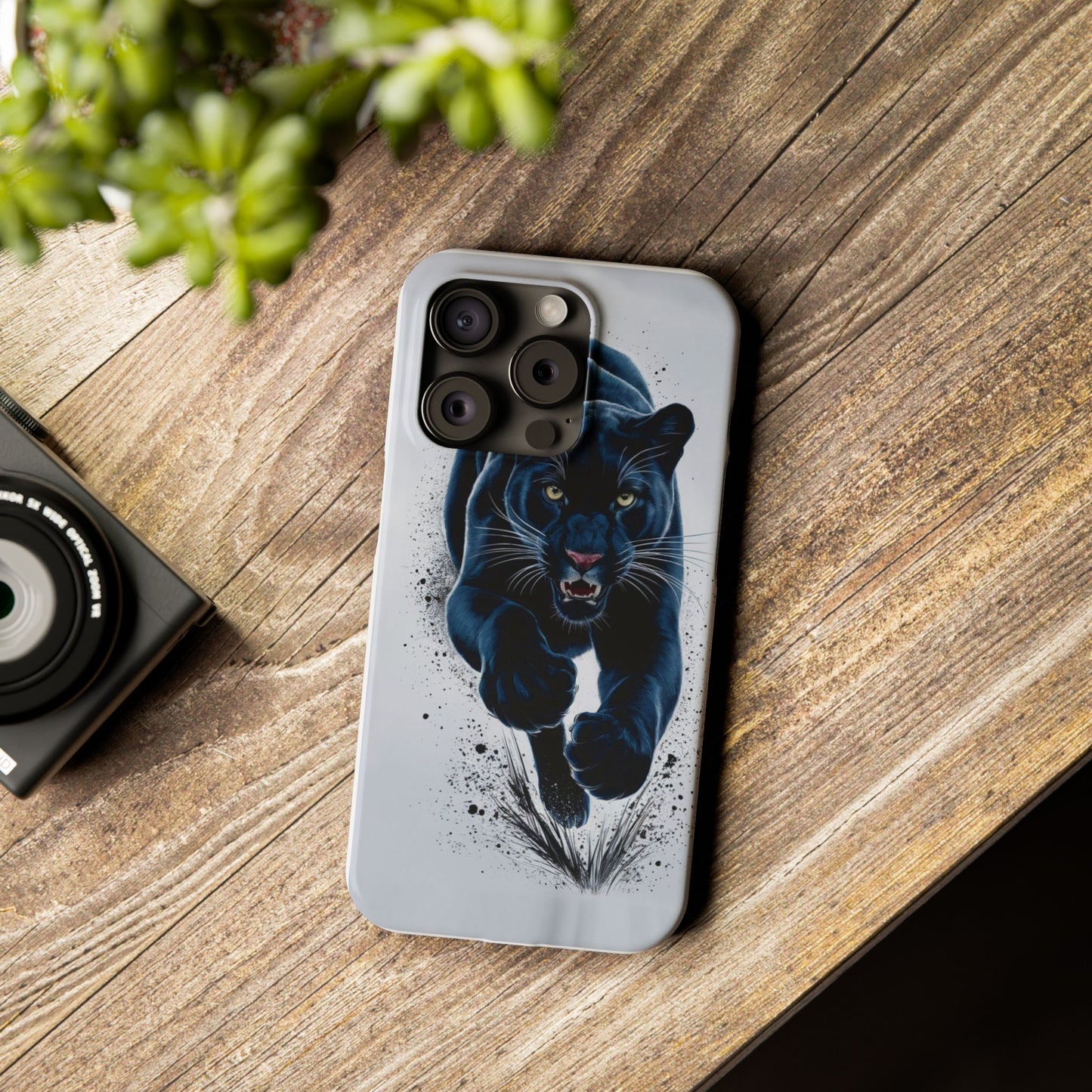 Slim Phone Cases Ai Design, Slim Phone Case for iPhone® – AI Black Panther Design: Sleek Style Meets Everyday Protection, Scratch-Resistant Slim Cases for iPhone